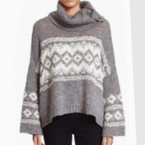 OVERSIZED Pink Republic Grey & White Cowell Neck  Sweater Size XS